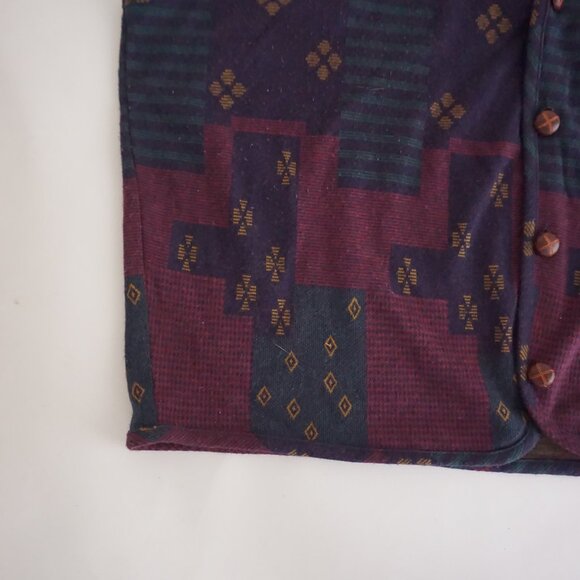 417 by Van Heusen Knit Vest Burgundy Geometric Pattern 90s Eclectic Grandpa XL - Picture 6 of 9